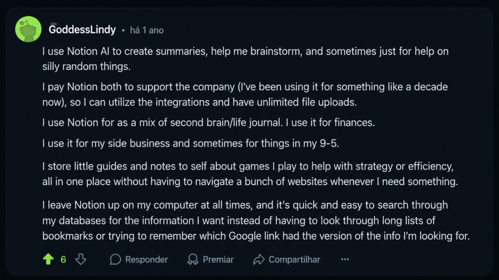 Notion user comment
