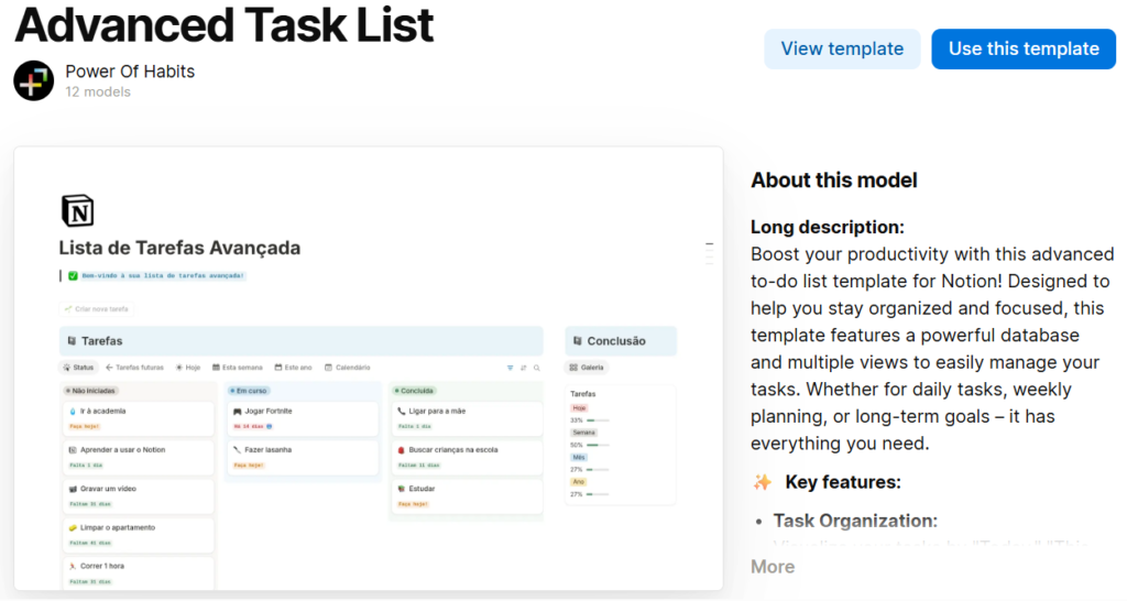 Advanced task list
